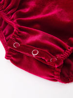 Rylee Faith Designs - Christmas Velvet Smocked Baby Bubble Romper with Pearl Detail - alternate view 8