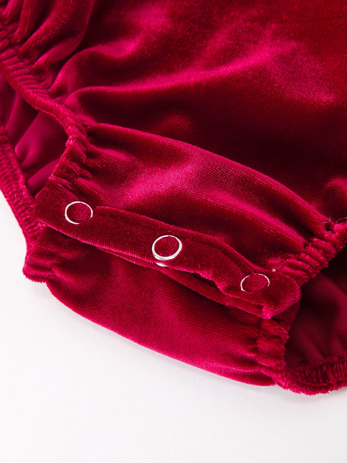 Rylee Faith Designs - Christmas Velvet Smocked Baby Bubble Romper with Pearl Detail - alternate view 8
