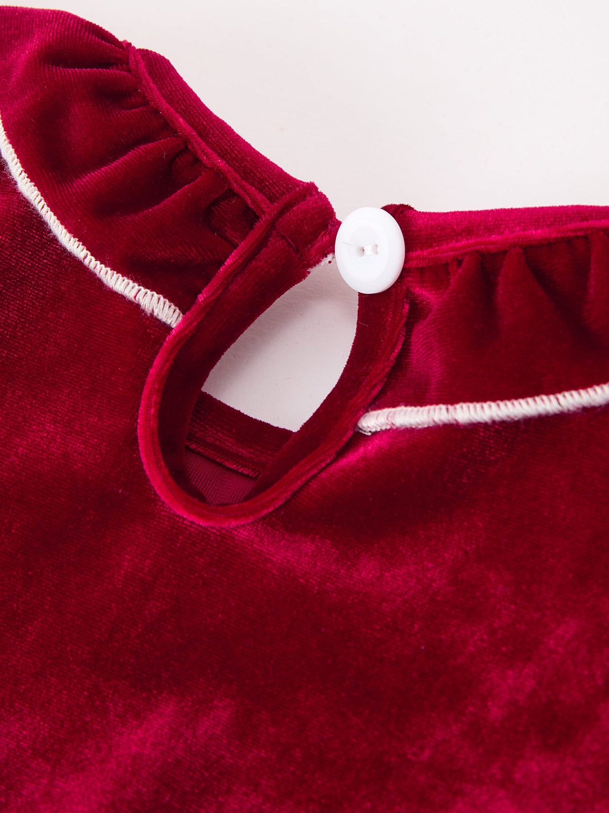 Rylee Faith Designs - Christmas Velvet Smocked Baby Bubble Romper with Pearl Detail - alternate view 9