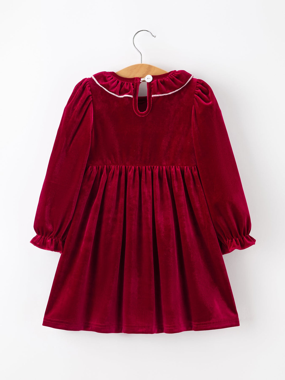 Rylee Faith Designs - Christmas Velvet Smocked Girls Dress with Pearl Detail - alternate view 7