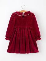 Rylee Faith Designs - Christmas Velvet Smocked Girls Dress with Pearl Detail - alternate view 7