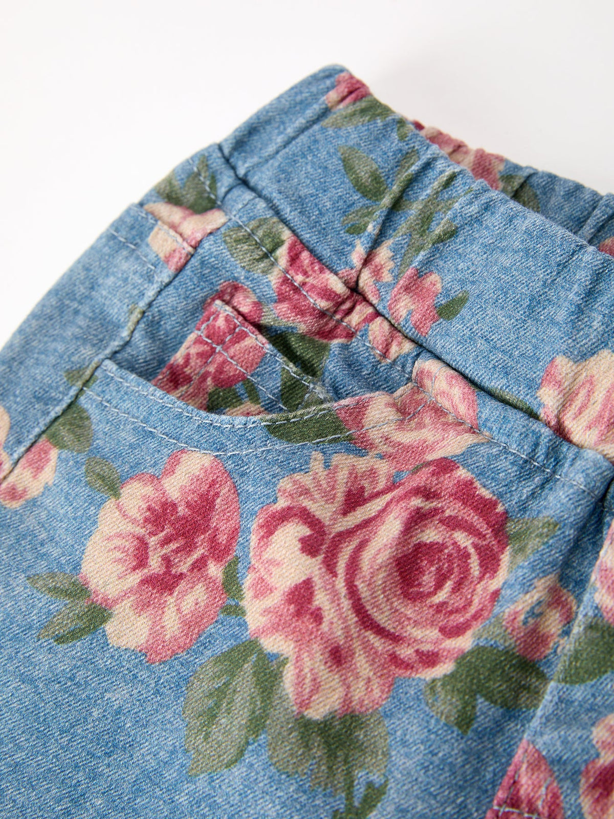 Rylee Faith Designs - Girls Floral Denim Bell Bottom Pants Rose Print Flare Jeans - alternate view 3