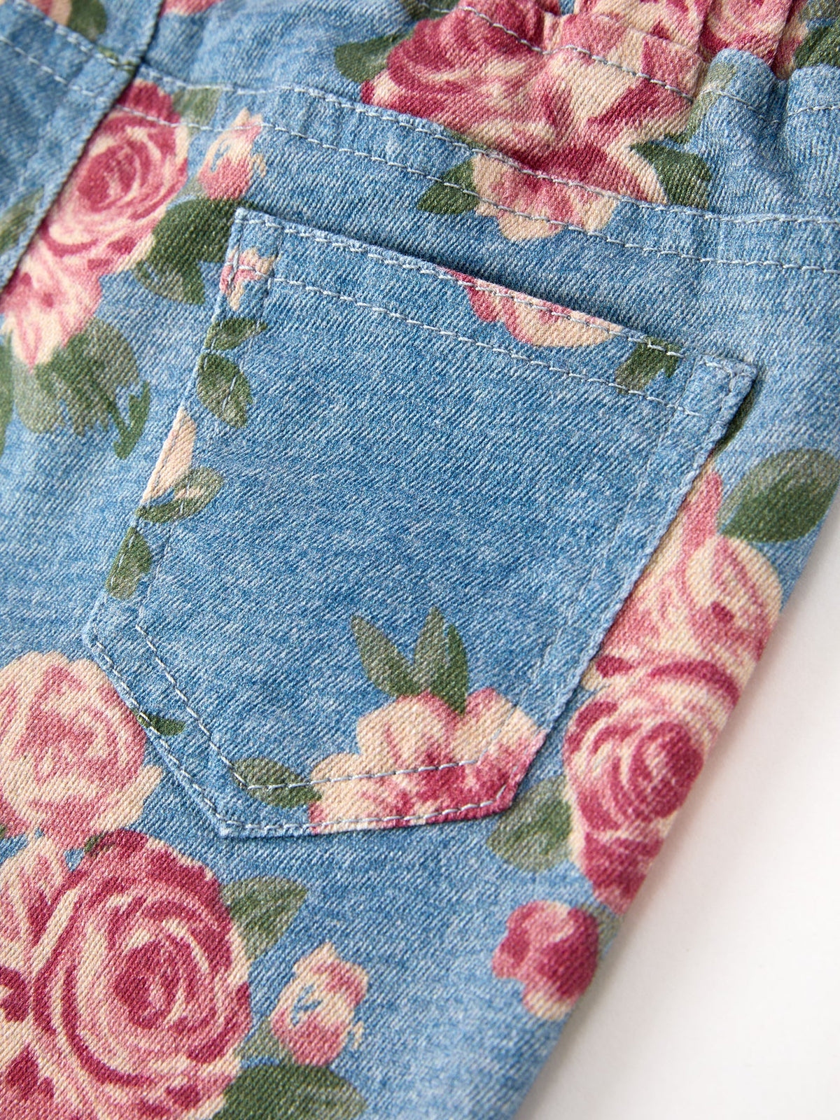 Rylee Faith Designs - Girls Floral Denim Bell Bottom Pants Rose Print Flare Jeans - alternate view 4