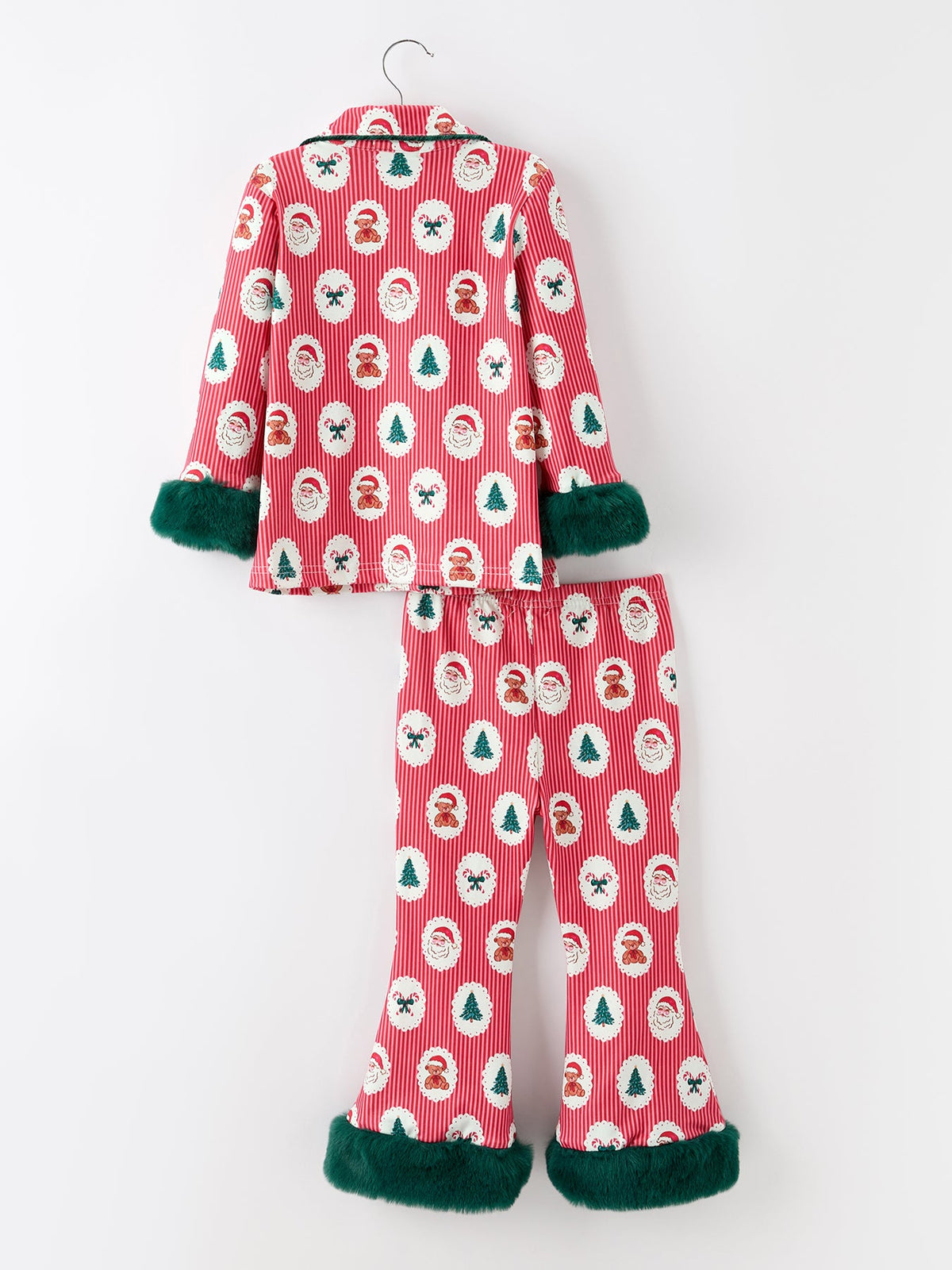 Rylee Faith Designs - Mommy and Me Christmas Santa Print Pajama Set with Fur Trim - alternate view 4