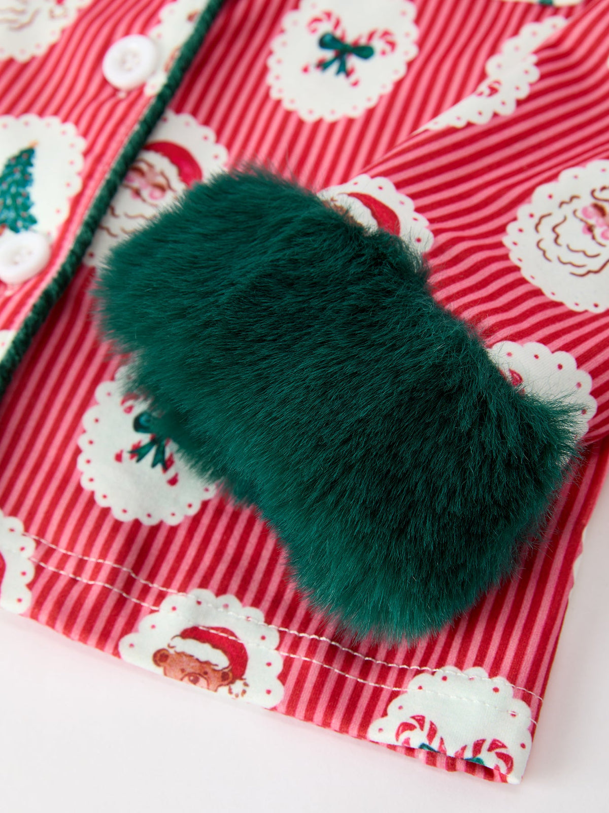Rylee Faith Designs - Mommy and Me Christmas Santa Print Pajama Set with Fur Trim - alternate view 6