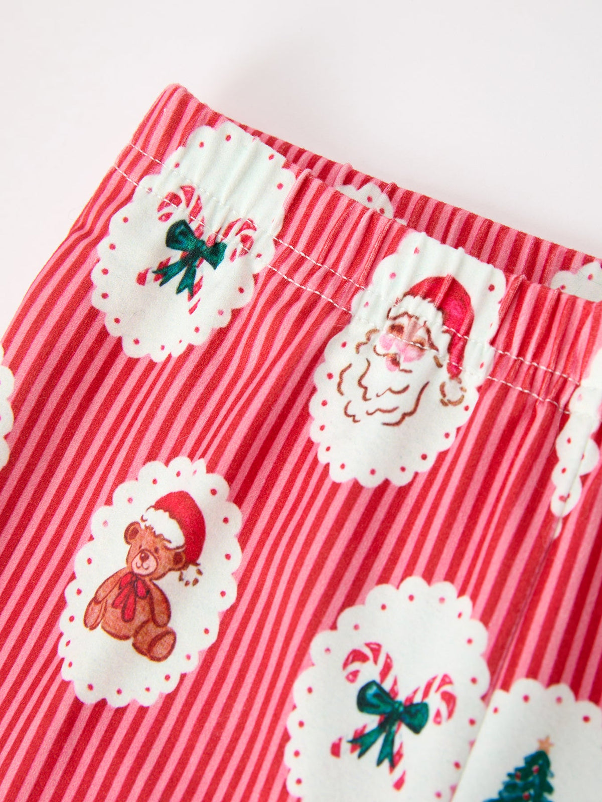 Rylee Faith Designs - Mommy and Me Christmas Santa Print Pajama Set with Fur Trim - alternate view 7