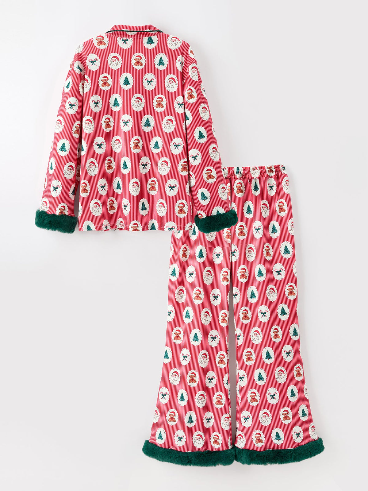 Rylee Faith Designs - Mommy and Me Christmas Santa Print Pajama Set with Fur Trim - alternate view 9