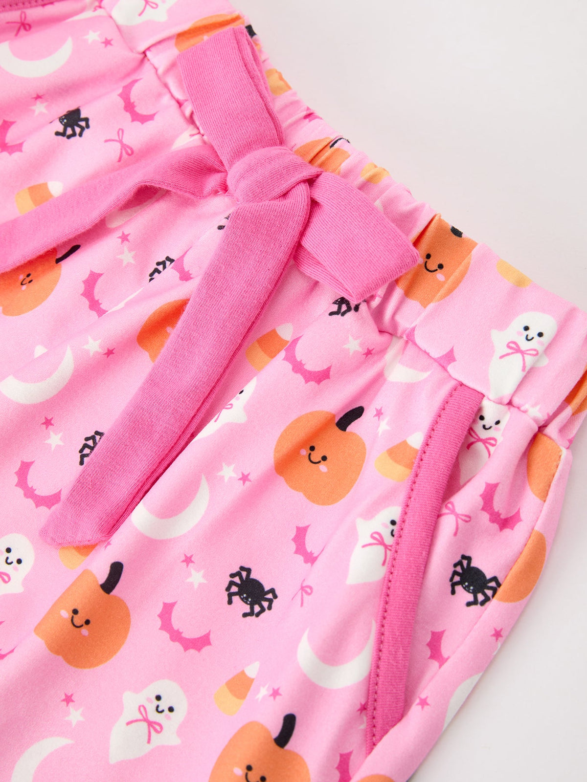 Rylee Faith Designs - Halloween Pumpkin Ghost Print Girls Pajama Set Long Sleeve Top and Shorts - alternate view 5