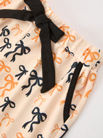 Rylee Faith Designs - Halloween Bow Print Girls Pajama Set Long Sleeve Top and Shorts - alternate view 5