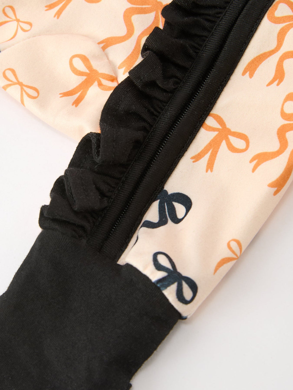 Rylee Faith Designs - Halloween Bow Print Baby Girl Pajamas Ruffle Zipper Romper - alternate view 4