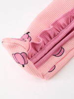 Rylee Faith Designs - Fall Thanksgiving Pink Pumpkin Ruffle Zip Sleeper Waffle Jumpsuit - alternate view 4