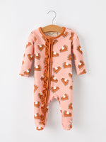 Rylee Faith Designs - Girls Thanksgiving Pumpkin Pie Waffle Baby Girls Sleeper
