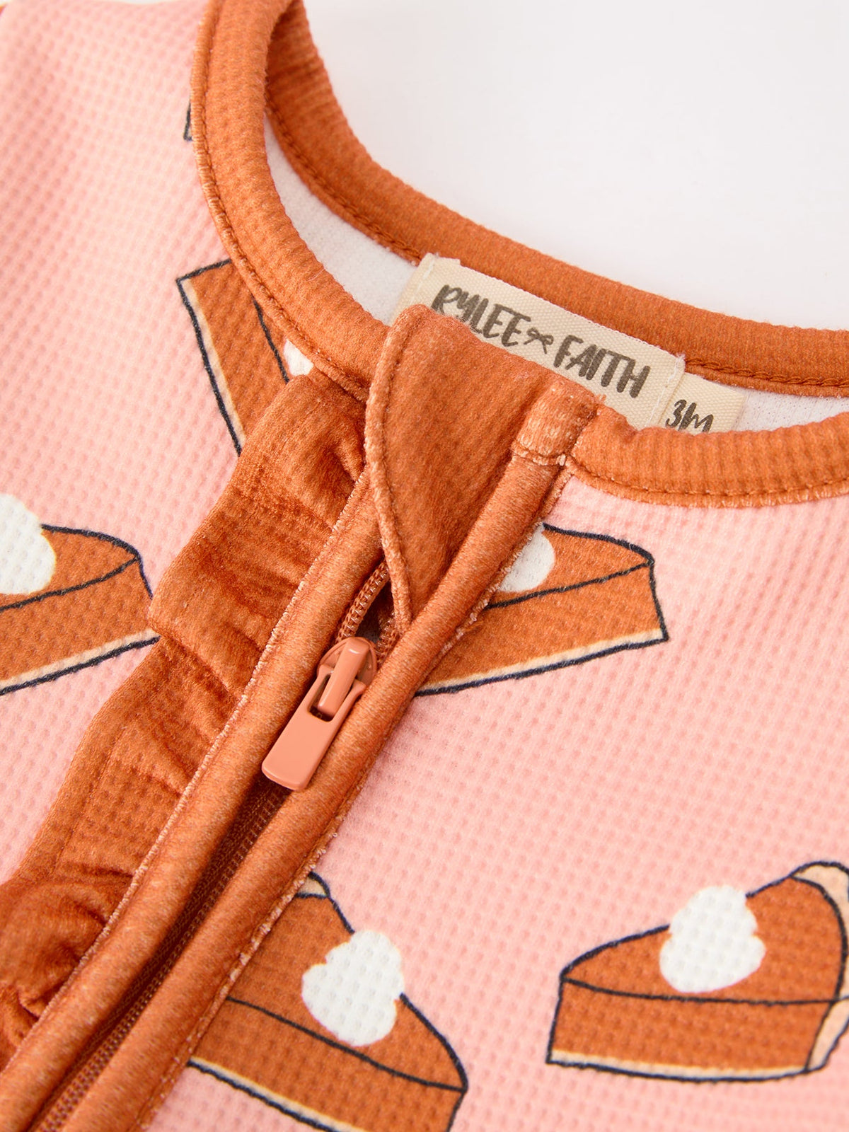 Rylee Faith Designs - Girls Thanksgiving Pumpkin Pie Waffle Baby Girls Sleeper - alternate view 3