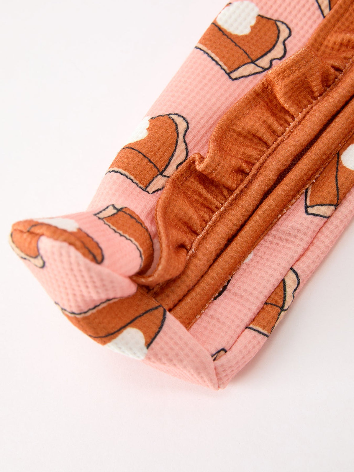 Rylee Faith Designs - Girls Thanksgiving Pumpkin Pie Waffle Baby Girls Sleeper - alternate view 4
