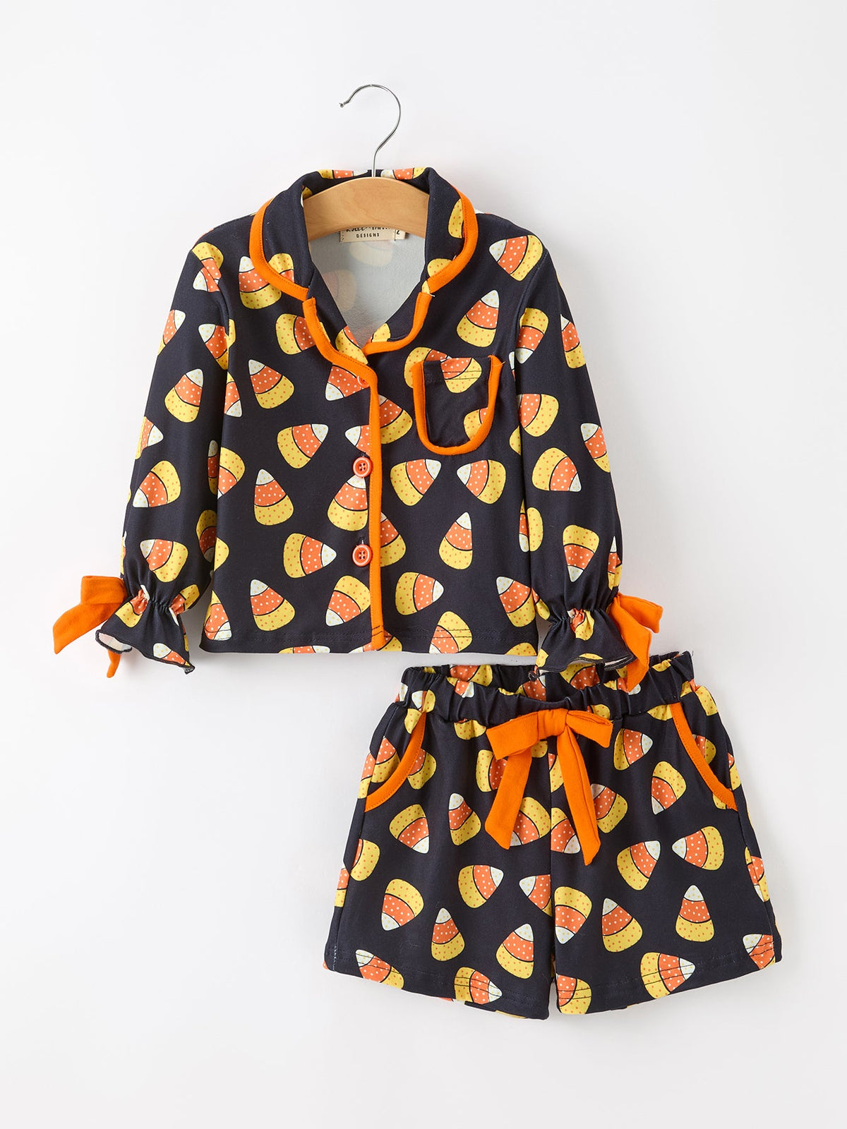 Rylee Faith Designs - Halloween Candy Corn Mommy and Me Pajama Set Matching Lounge Set - alternate view 5