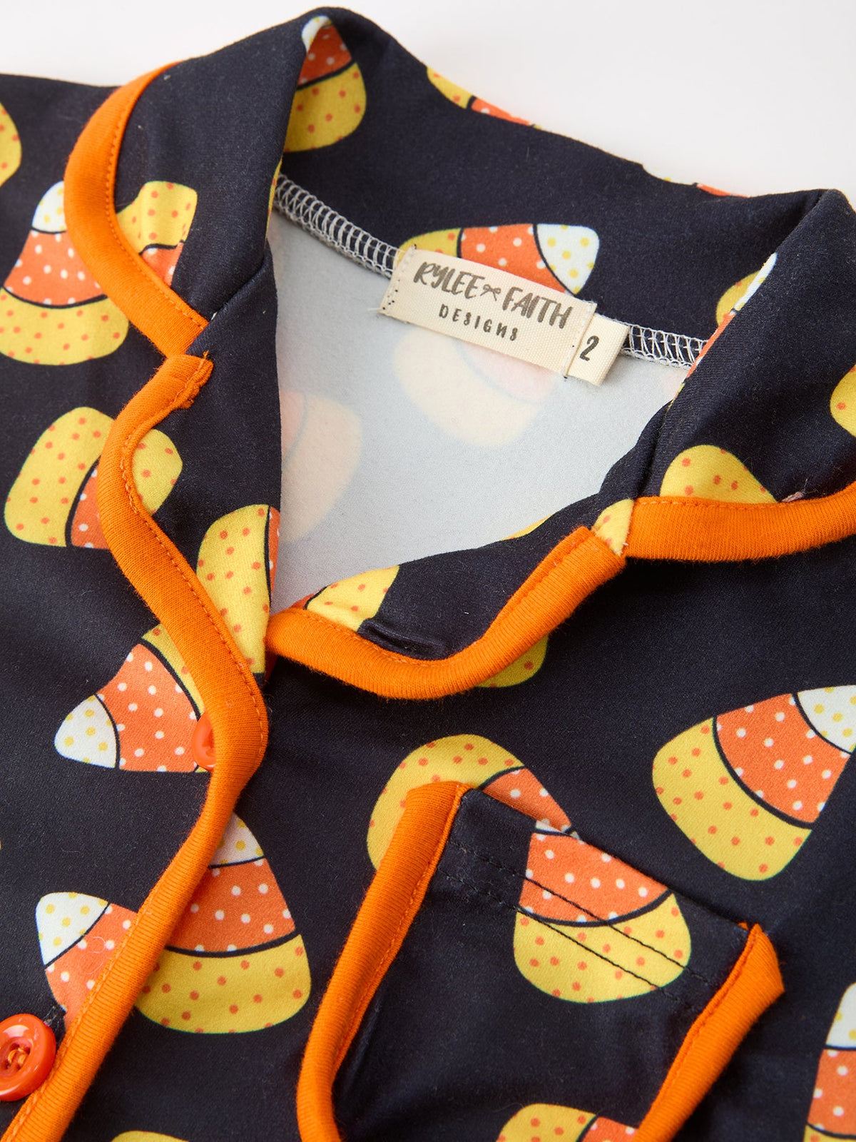 Rylee Faith Designs - Halloween Candy Corn Mommy and Me Pajama Set Matching Lounge Set - alternate view 7
