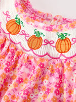 Rylee Faith Designs - Girls Halloween & Thanksgiving Floral Smocked Bubble Romper - alternate view 3