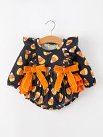 Rylee Faith Designs - Halloween Candy Corn Baby Girl Bubble Romper Ruffle