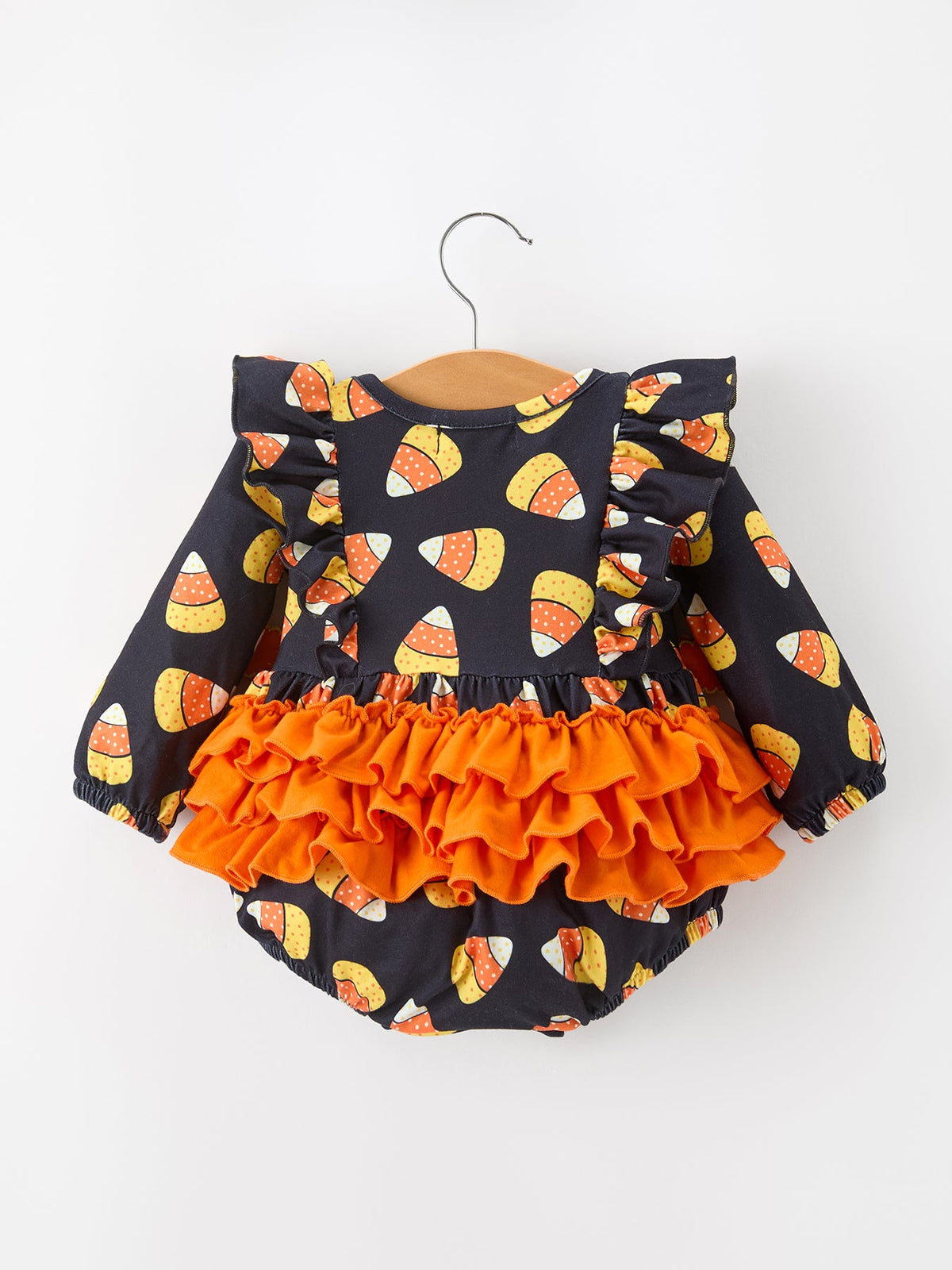 Rylee Faith Designs - Halloween Candy Corn Baby Girl Bubble Romper Ruffle - alternate view 2