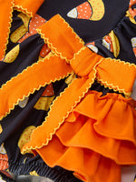 Rylee Faith Designs - Halloween Candy Corn Baby Girl Bubble Romper Ruffle - alternate view 4