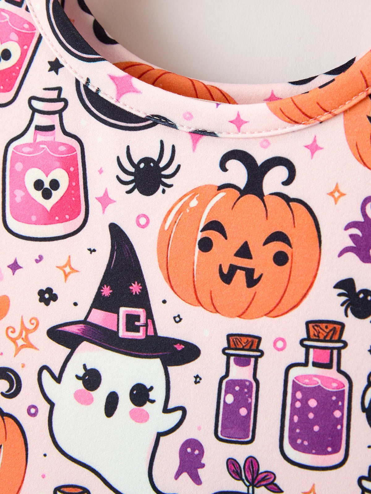 Rylee Faith Designs - Halloween Pumpkin Ghost Print Girls Twirl Dress Short Sleeve - alternate view 3