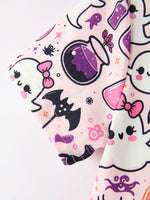 Rylee Faith Designs - Halloween Pumpkin Ghost Print Girls Twirl Dress Short Sleeve - alternate view 4
