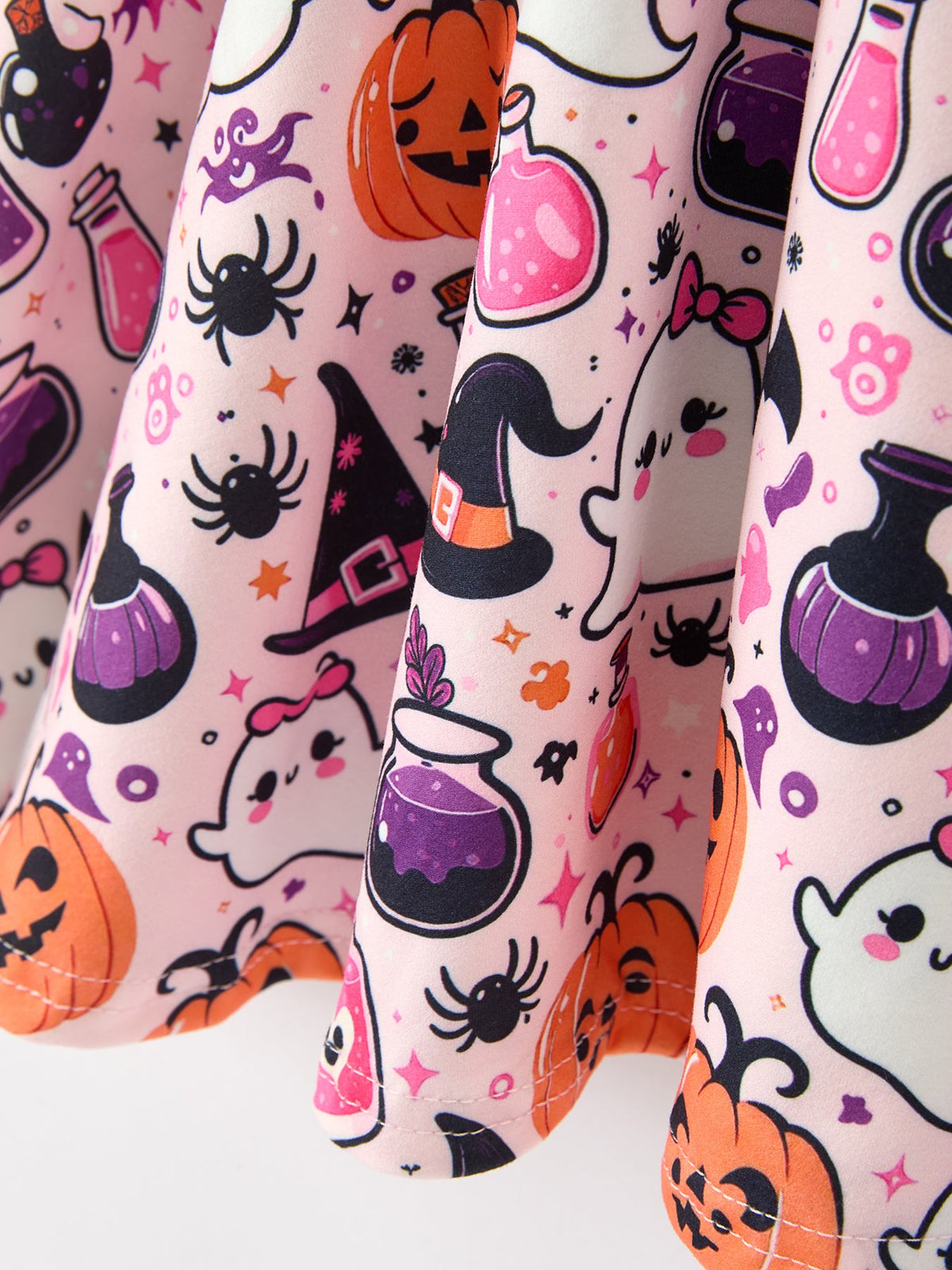 Rylee Faith Designs - Halloween Pumpkin Ghost Print Girls Twirl Dress Short Sleeve - alternate view 5