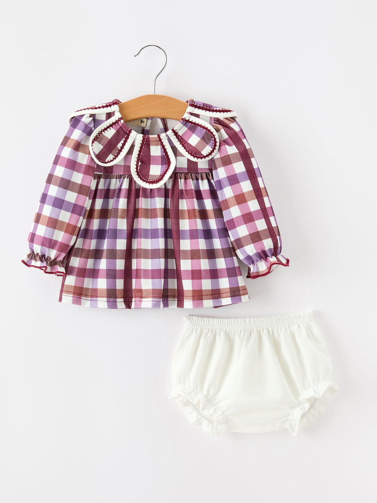 Rylee Faith Designs - Fall Plaid Petals Collar Girls Bloomer Set