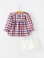 Rylee Faith Designs - Fall Plaid Petals Collar Girls Bloomer Set - alternate view 2