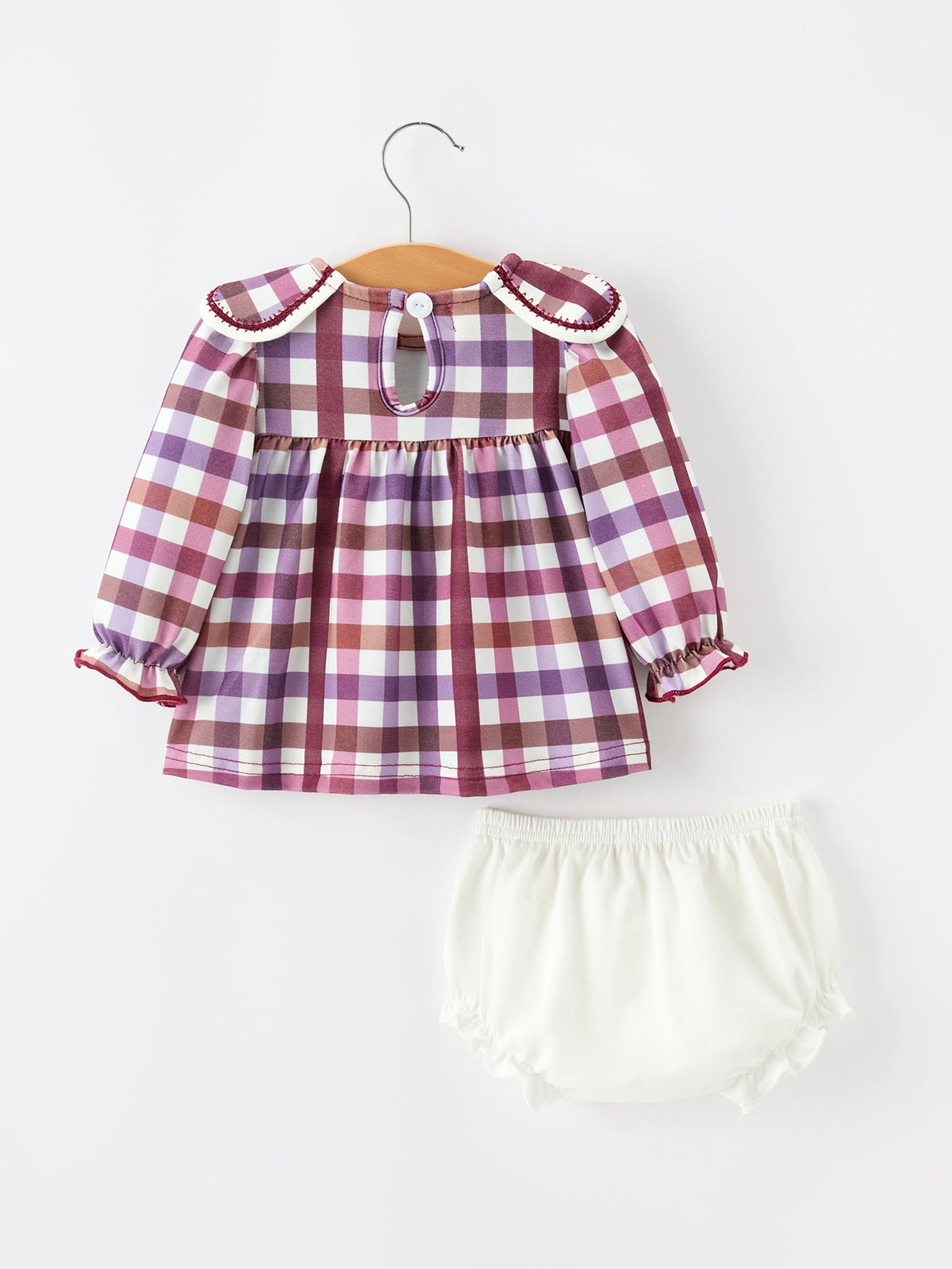 Rylee Faith Designs - Fall Plaid Petals Collar Girls Bloomer Set - alternate view 2