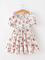 Rylee Faith Designs - Floral Ruffle Girls Dress Puff Sleeve Party Dress