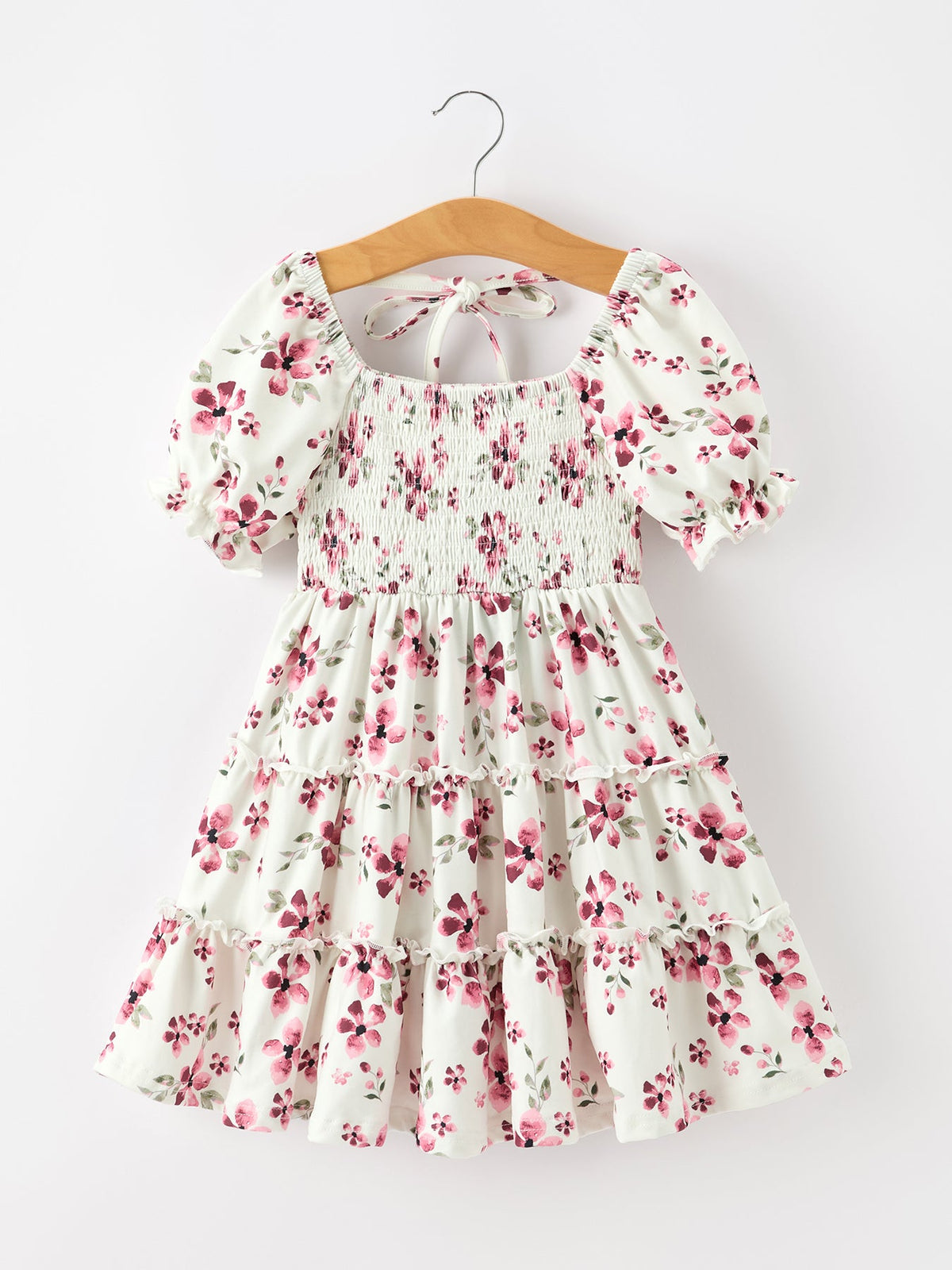 Rylee Faith Designs - Floral Ruffle Girls Dress Puff Sleeve Party Dress