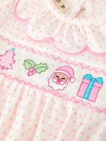 Rylee Faith Designs - Christmas Smocked Baby Girl Bubble Romper Embroidered Ruffle Collar - alternate view 3
