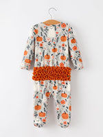 Rylee Faith Designs - Baby Halloween Pumpkin Ghost Zip Romper - alternate view 2