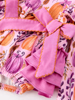 Rylee Faith Designs - Halloween Thanksgiving Pumpkin Girls Romper with Ruffle Bow - alternate view 8