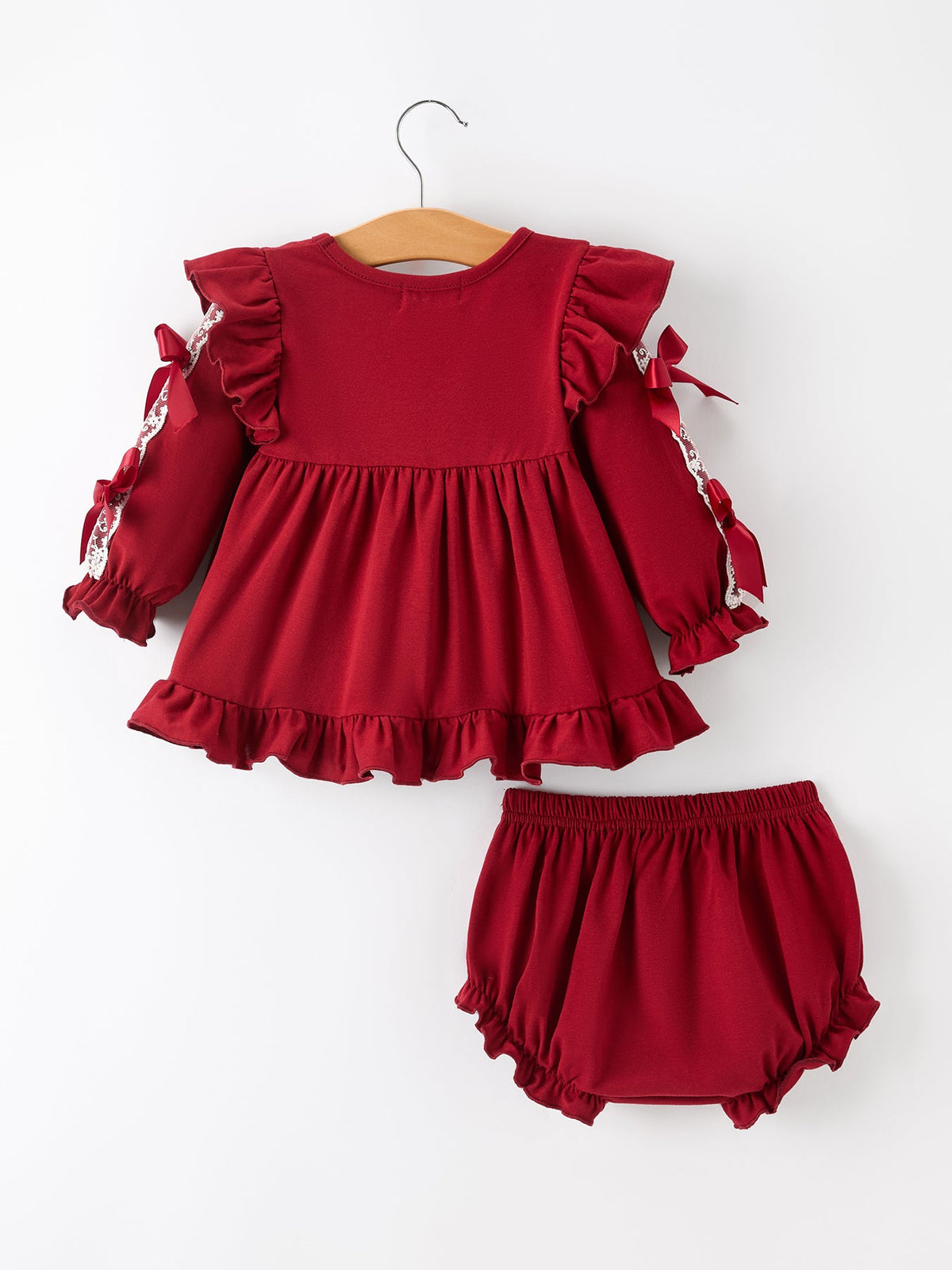 Rylee Faith Designs - Christmas Baby Girls Red Lace Bow Bloomer Set - alternate view 2