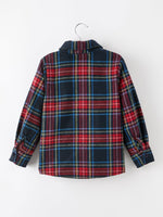 Rylee Faith Designs - Christmas Boys Red Navy Plaid Button Down Shirt - alternate view 2
