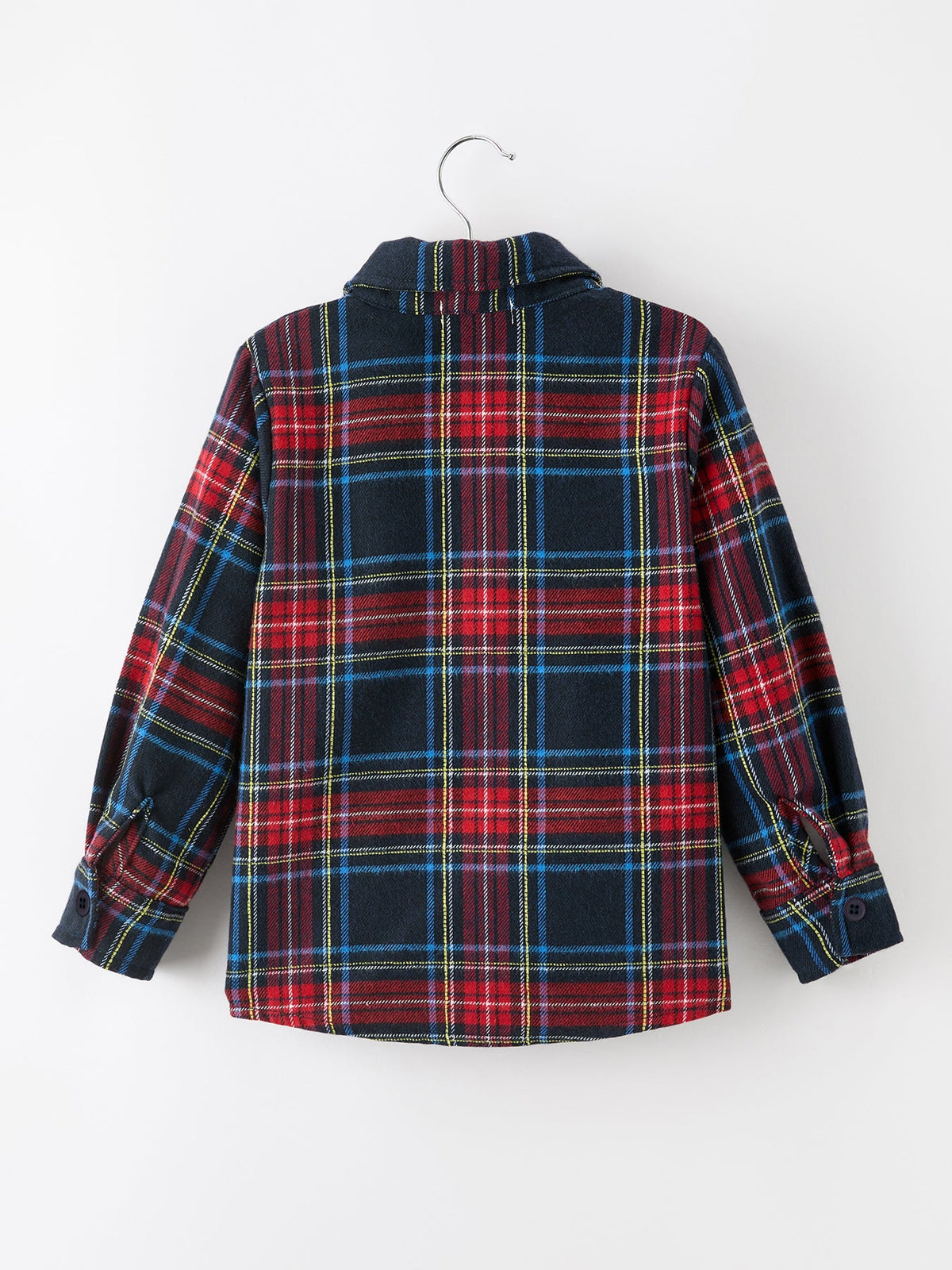 Rylee Faith Designs - Christmas Boys Red Navy Plaid Button Down Shirt - alternate view 2