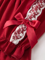 Rylee Faith Designs - Christmas Girls Red Lace Bow Ruffle Dress - alternate view 4