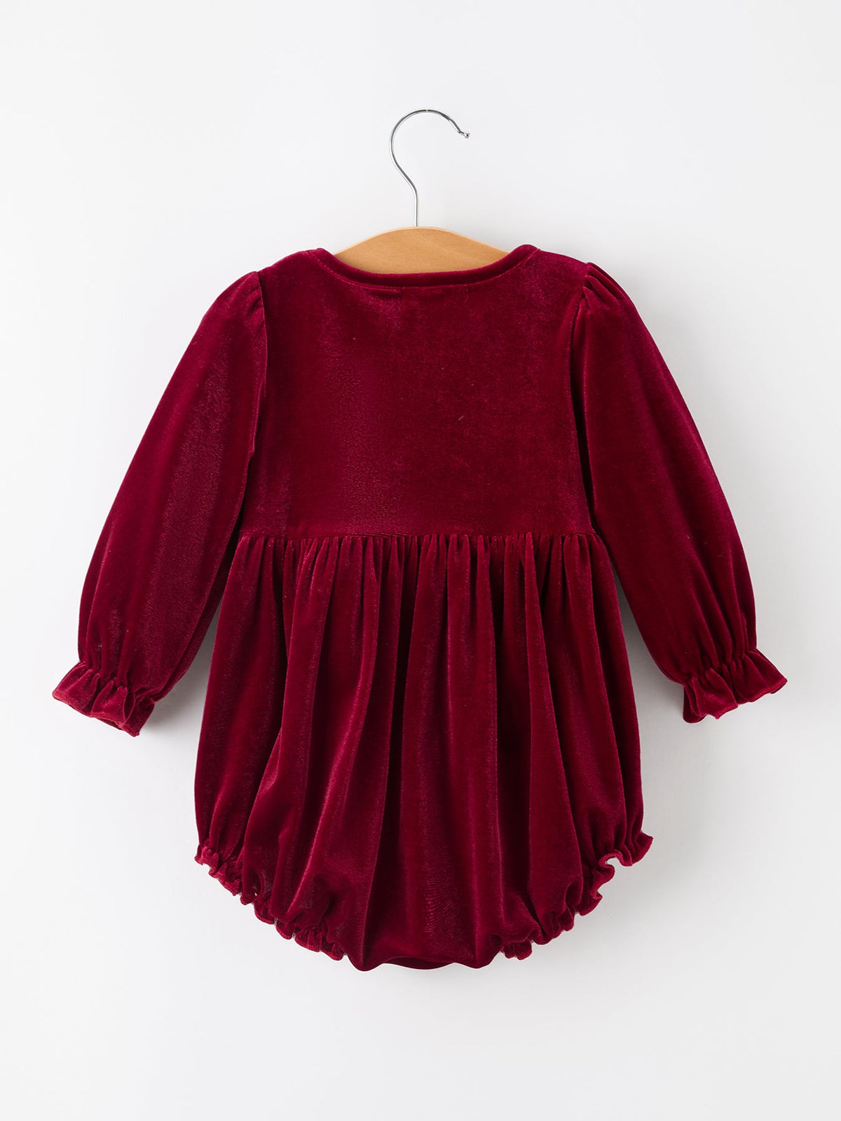 Rylee Faith Designs - Baby Girls Christmas Burgundy Velvet Plaid Bow Romper - alternate view 2