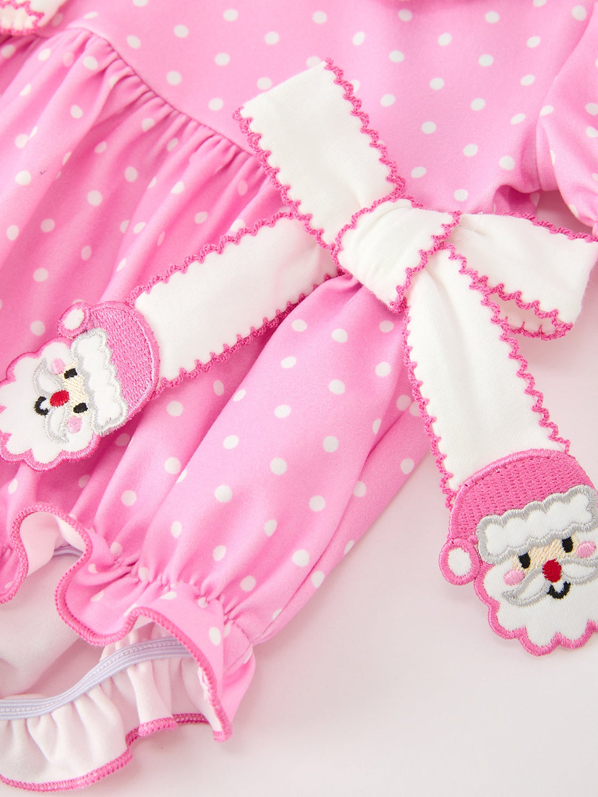 Rylee Faith Designs - Christmas Baby Girls Santa Bow Peter Pan Collar Romper - alternate view 3