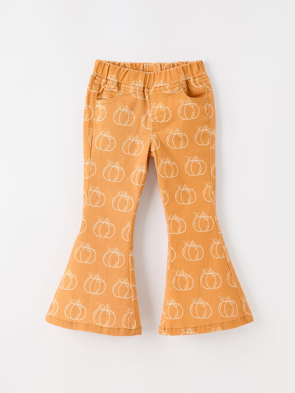 Rylee Faith Designs - Fall Girls Pumpkin Bow Bell Bottom Pants