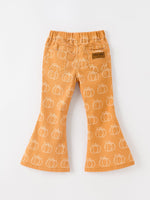 Rylee Faith Designs - Fall Girls Pumpkin Bow Bell Bottom Pants - alternate view 2