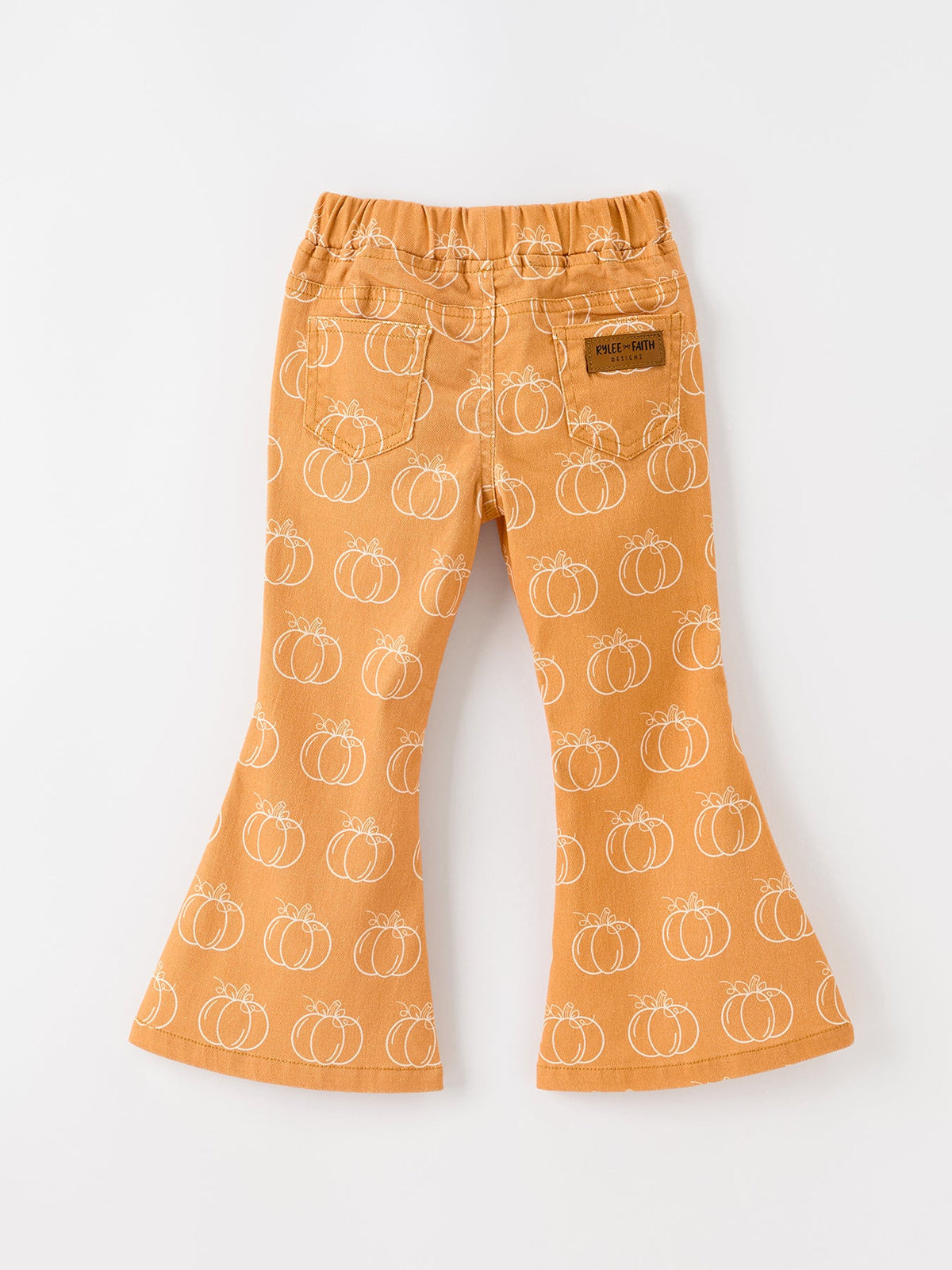 Rylee Faith Designs - Fall Girls Pumpkin Bow Bell Bottom Pants - alternate view 2