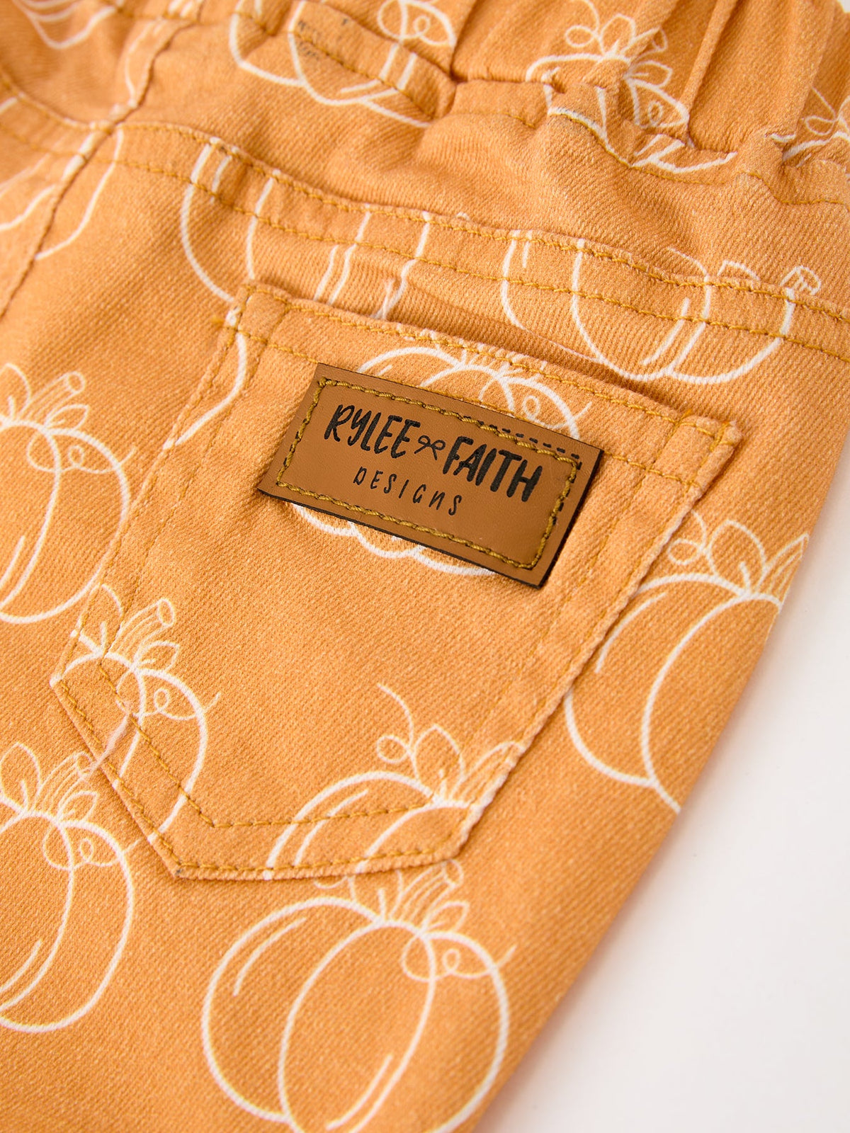Rylee Faith Designs - Fall Girls Pumpkin Bow Bell Bottom Pants - alternate view 5