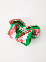 Rylee Faith Designs - Christmas Red Lace Green Layered Bow Hair Clip 6.3 Inches - alternate view 4