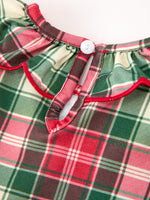 Rylee Faith Designs - Christmas Girls Plaid Smocked Ruffle Collar Bow Dress - alternate view 5