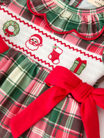 Rylee Faith Designs - Christmas Girls Plaid Smocked Ruffle Collar Bloomer Set - alternate view 3