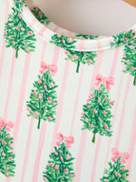 Rylee Faith Designs - Christmas Girls Pink Stripe Tree Bow Twirl Dress - alternate view 8