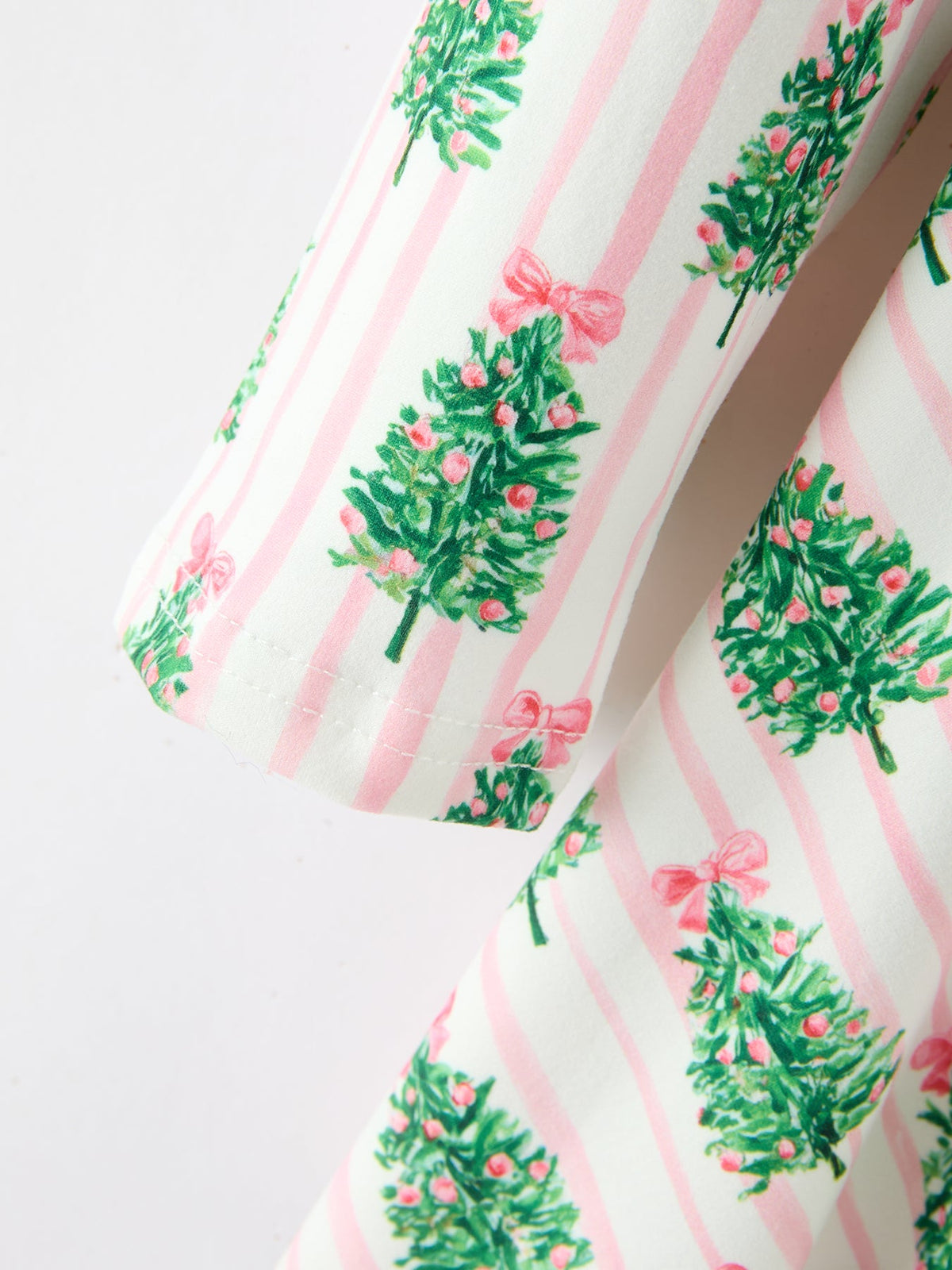 Rylee Faith Designs - Christmas Girls Pink Stripe Tree Bow Twirl Dress - alternate view 9